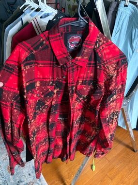 Minnesota Red Black Plaid Flannel Shirt